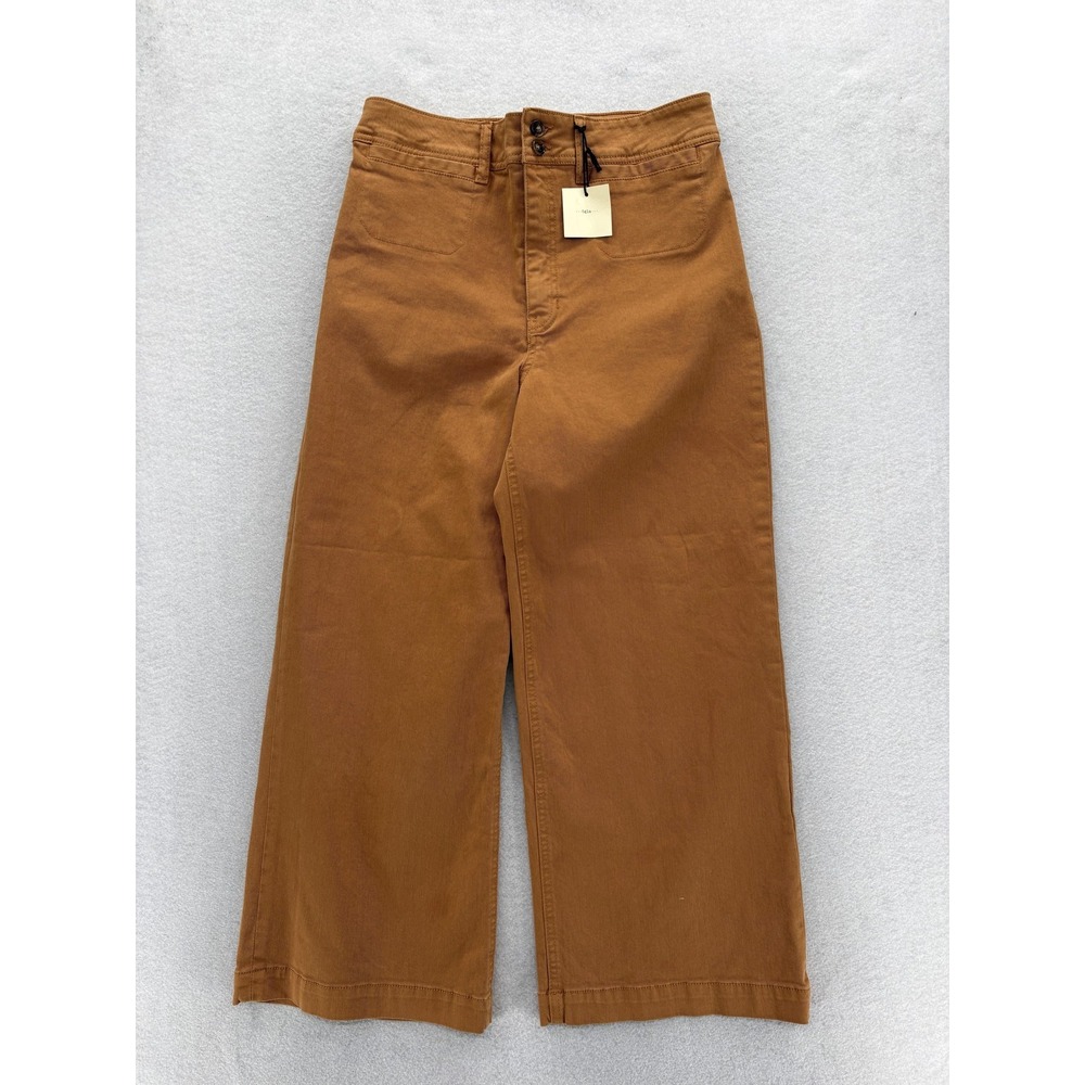 Anthropologie Tgla Cropped Wide Leg Culotte Pants Womens M Brown Twill High Rise